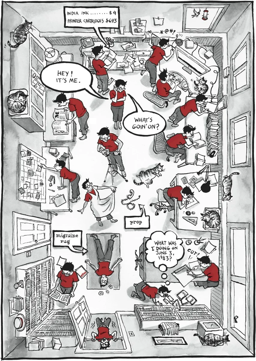 newyorker:

From our Creative Life Collection, Judith Thurman’s 2012 Profile of the cartoonist Alison Bechdel:

“Bechdel doesn’t outline her stories, which jump back and forth in time, so much as map them, using the cards as placeholders for her sce…