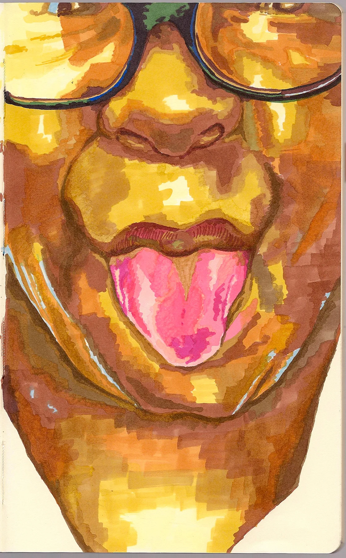 fuckyeahmoleskines:

A portrait of my best friend, Illustrated Knight, made with Prismacolor markers
You can see more of my work at http://sketchesbecrazy.tumblr.com/