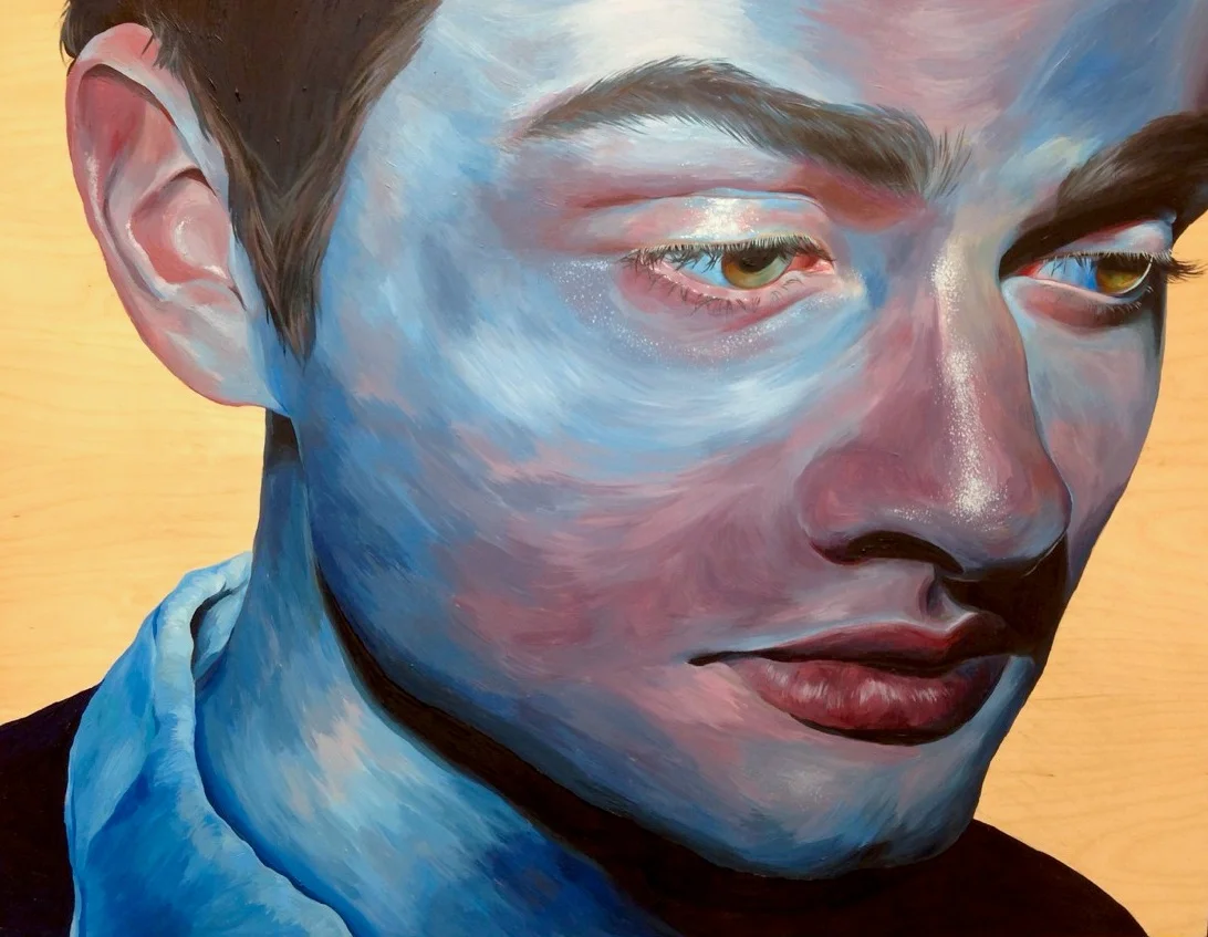 eatsleepdraw:

&ldquo;Blue Bailey&rdquo;
Acrylic on wood
27” x 19”
http://daliahammar.com/
http://dollyammarportfolio.tumblr.com/