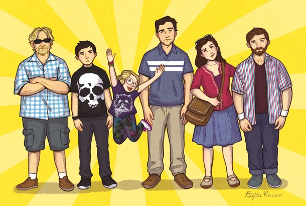 blythesdailydoodles:

My amazing friend, Lauren, is working on Second Stage Theater’s “Little Miss Sunshine” and she asked me to do an illustration to give out as an opening night present for the cast and crew :)
And I’m sorry I haven’t posted much …