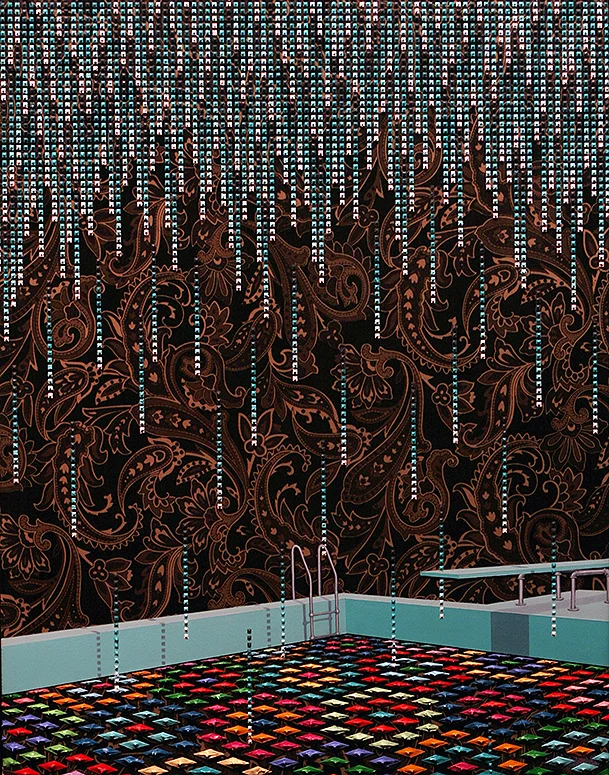 2headedsnake:

David Cooley
Down Pour, 2013
acrylic, spray paint, resin and fabric on board