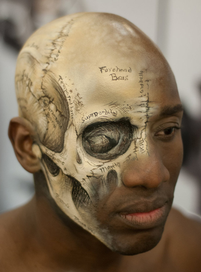 thepinesaredancing:

laughingsquid:

Head Painted Like a Skull out of Gray’s Anatomy

Are you freaking kidding me??