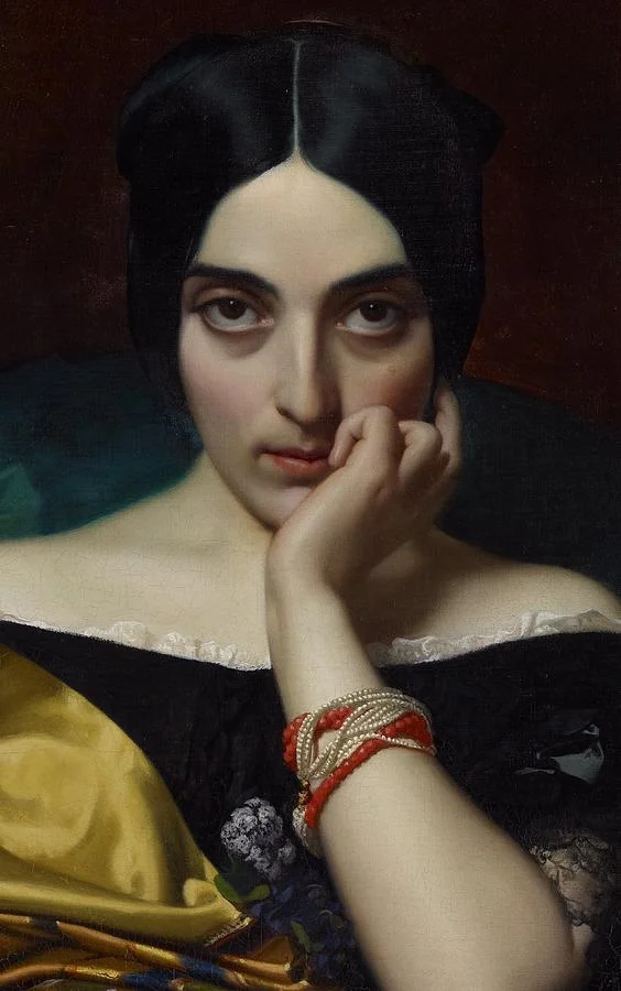colourthysoul:

Henri Lehmann - Portrait of Clémentine (Mrs. Alphonse) Karr (1845)