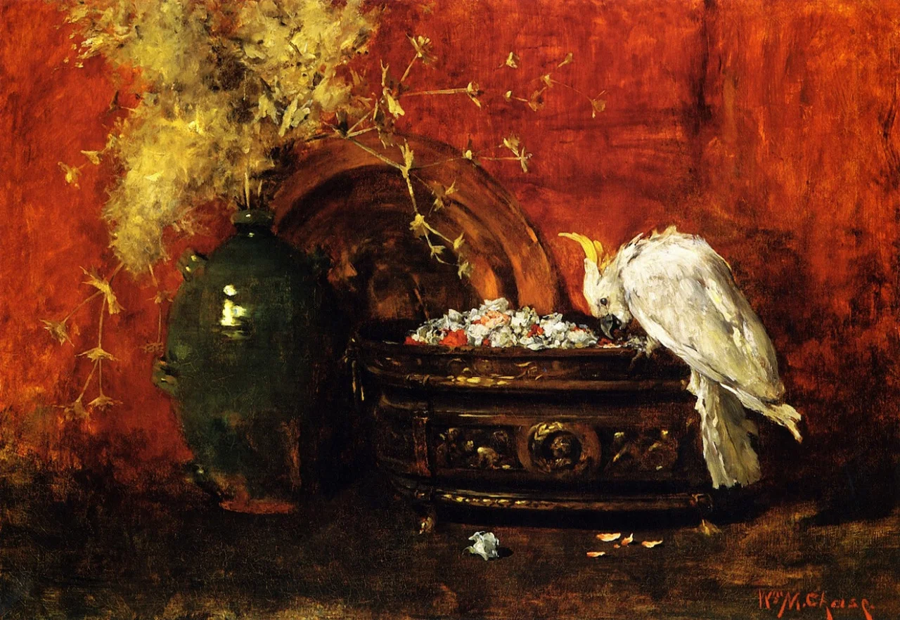 cavetocanvas:

William Merritt Chase, White Cockatoo, c. 1880