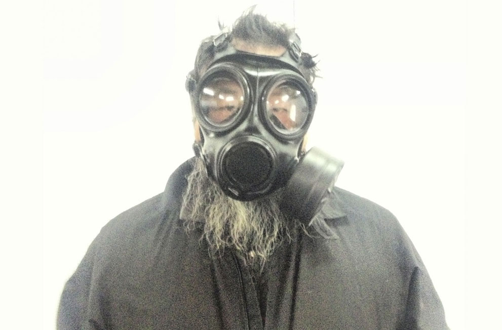 letsbuildahome-fr:

The Pollution Dictatorship
Chinese artist dissident Ai Weiwei poses with a gas mask in protest of the bad air quality in Beijing, in this photo taken on January 13, 2013. (Reuters/Courtesy of Ai Weiwei)