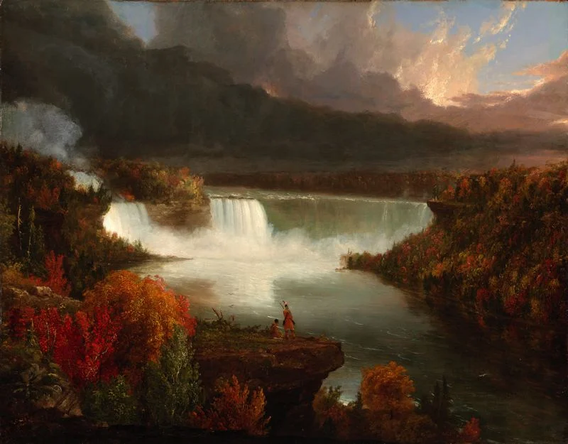 cavetocanvas:

Thomas Cole, Distant View of Niagara Falls, 1830
From the Art Institute of Chicago:

The grandeur of Niagara Falls inspired 19th-century artists to celebrate the sublime power of the American landscape. Thomas Cole, the patriarch of t…
