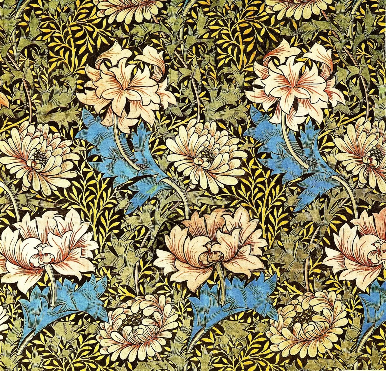 missfolly:

1876 Chrysanthemum Wallpaper, by William Morris