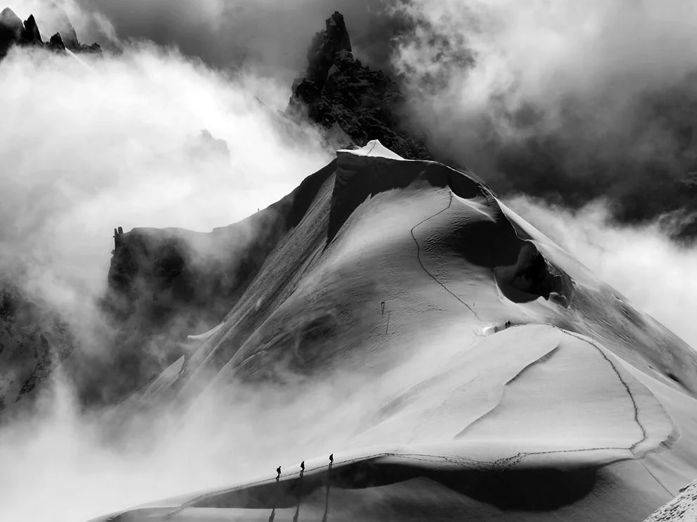 the-iridescence:

Alpine Climbers, Midi-Plan Traverse, France
 Photograph by Tommy Harris, My Shot