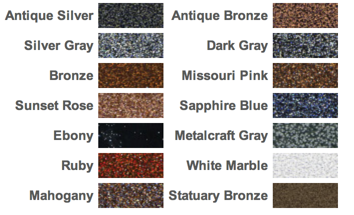 Available colour options