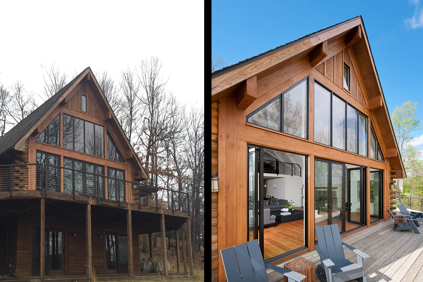 Exterior before and after