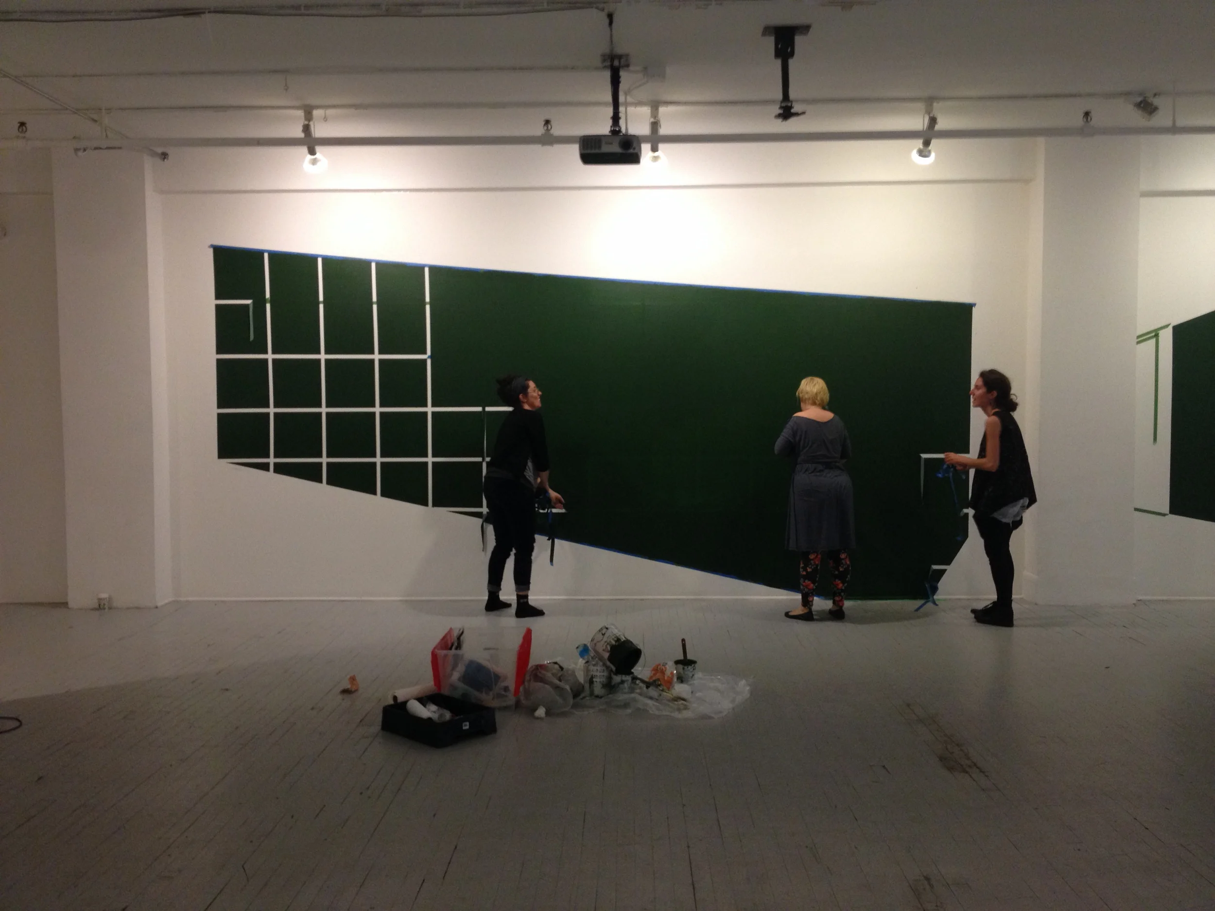 Chalkboard grid for Fluxus-inspired drawing games