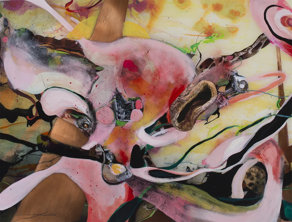 Spunked Provenance (detail) Collage and mixed media on mylar 42" X 130" 2015