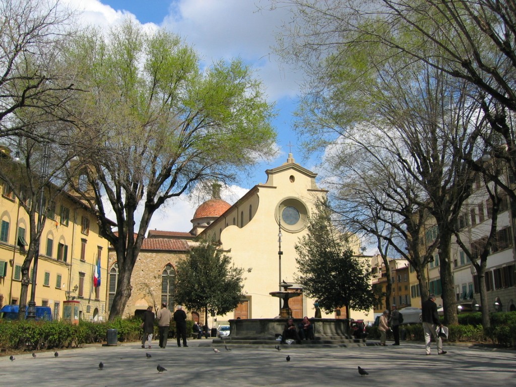 Florence's celebrated Piazza Santo Spirito, located near student housing.