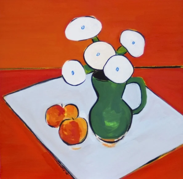 Still Life Color Study in Orange & Green
