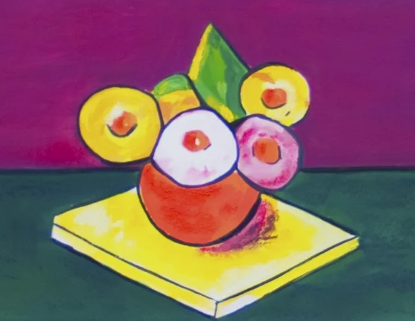 Still Life Color Study in Violet and Green