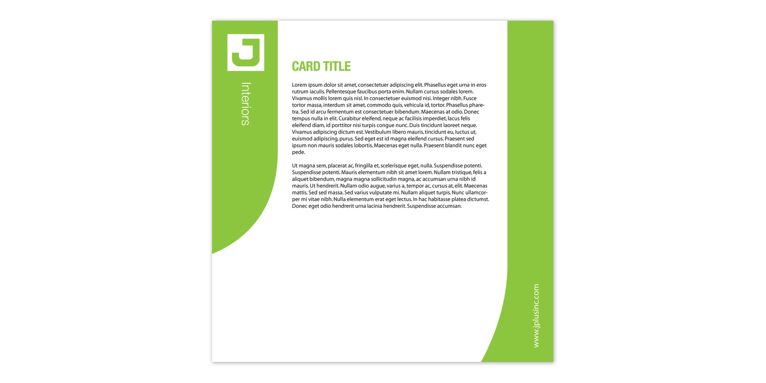 The system is modular so they can print out specific cards with different media and information suited for the client the brochure is assembled for. In this case, it is an interior design client. The Green Color appears in the slot where the cards are located. 
