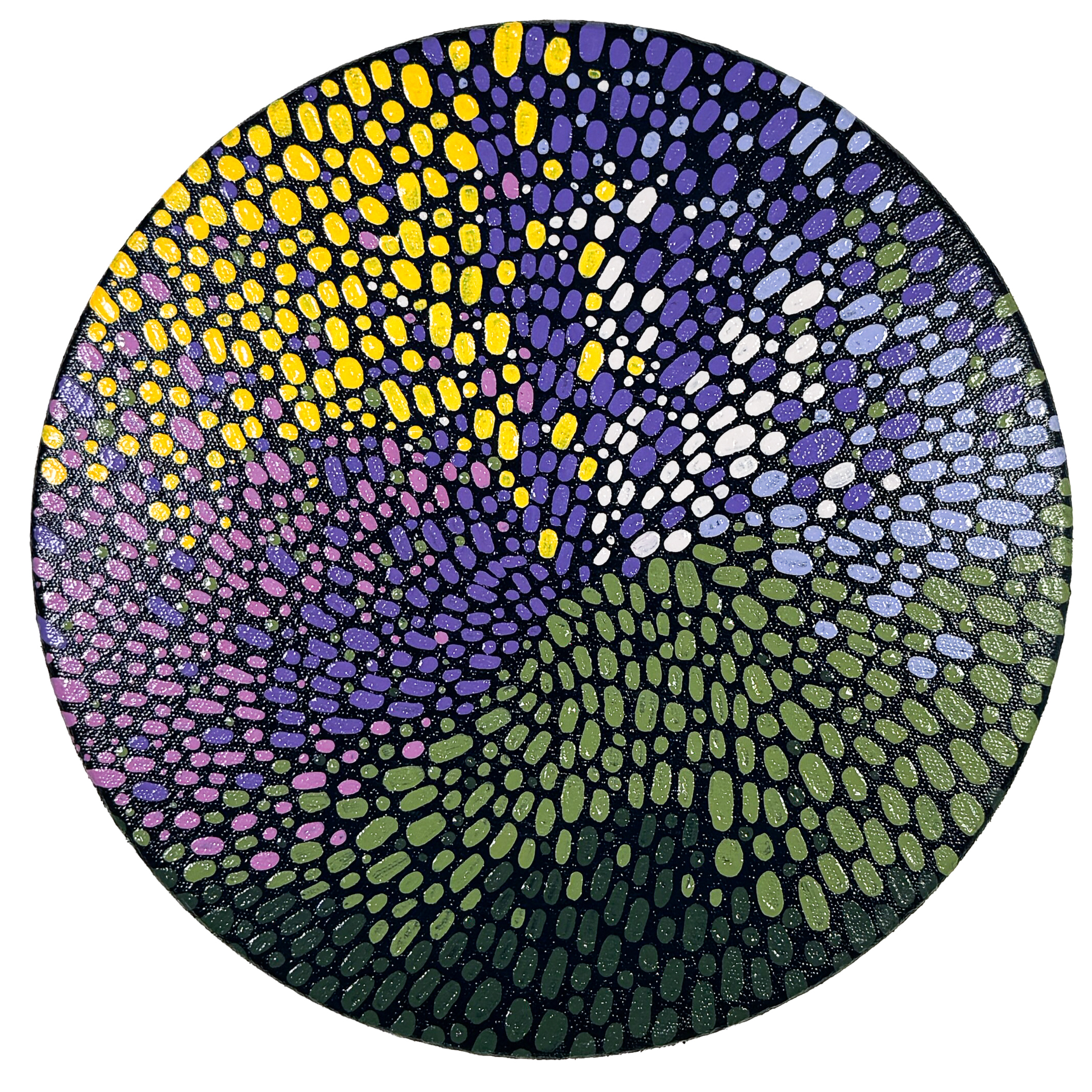 Bouquet Palette III, 2026 Acrylic on canvas on round panel 8 inches