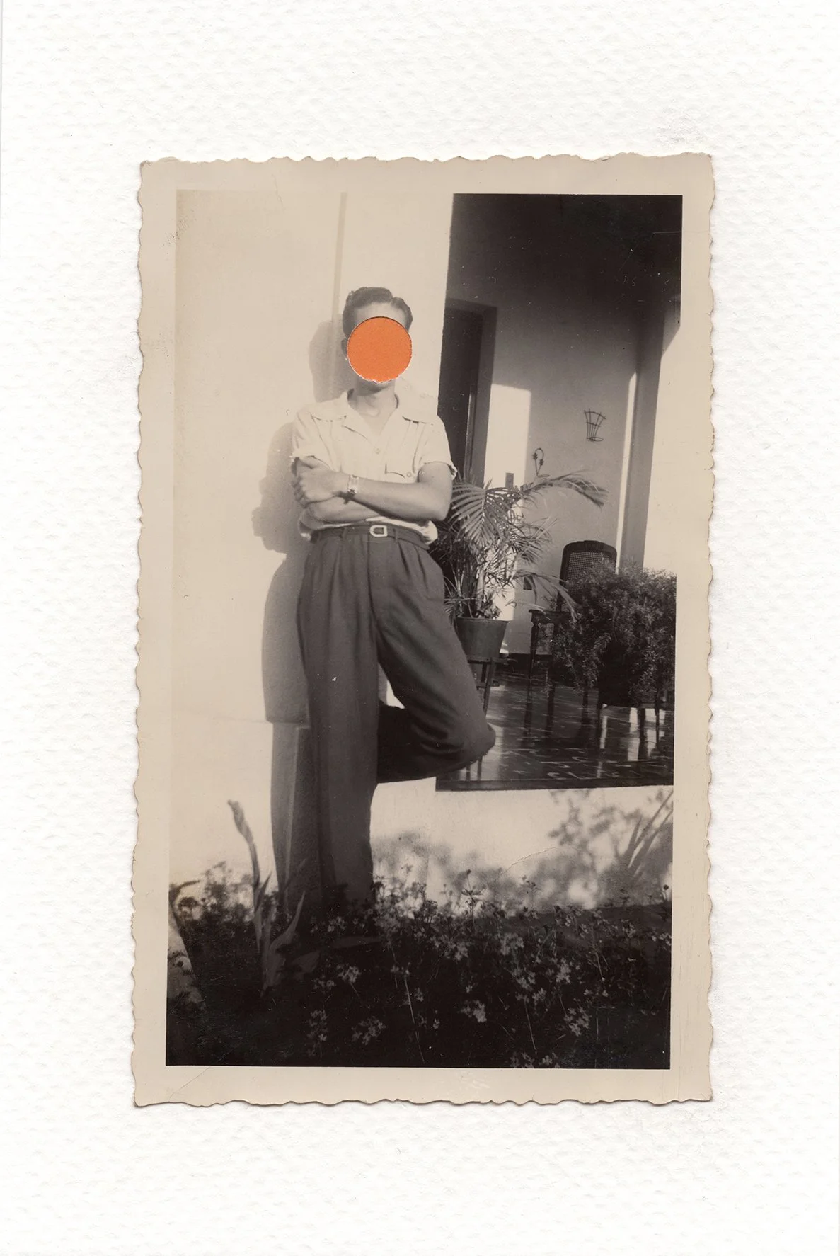 Recollection II 13, 2026, Vintage photograph and auction catalog on watercolor paper, 6 x 4 inches