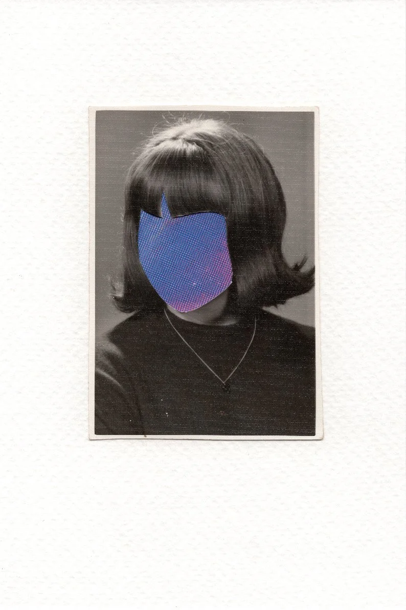 Revision 29, 2026, Auction catalog and vintage photograph on watercolor paper, 6 x 4 inches