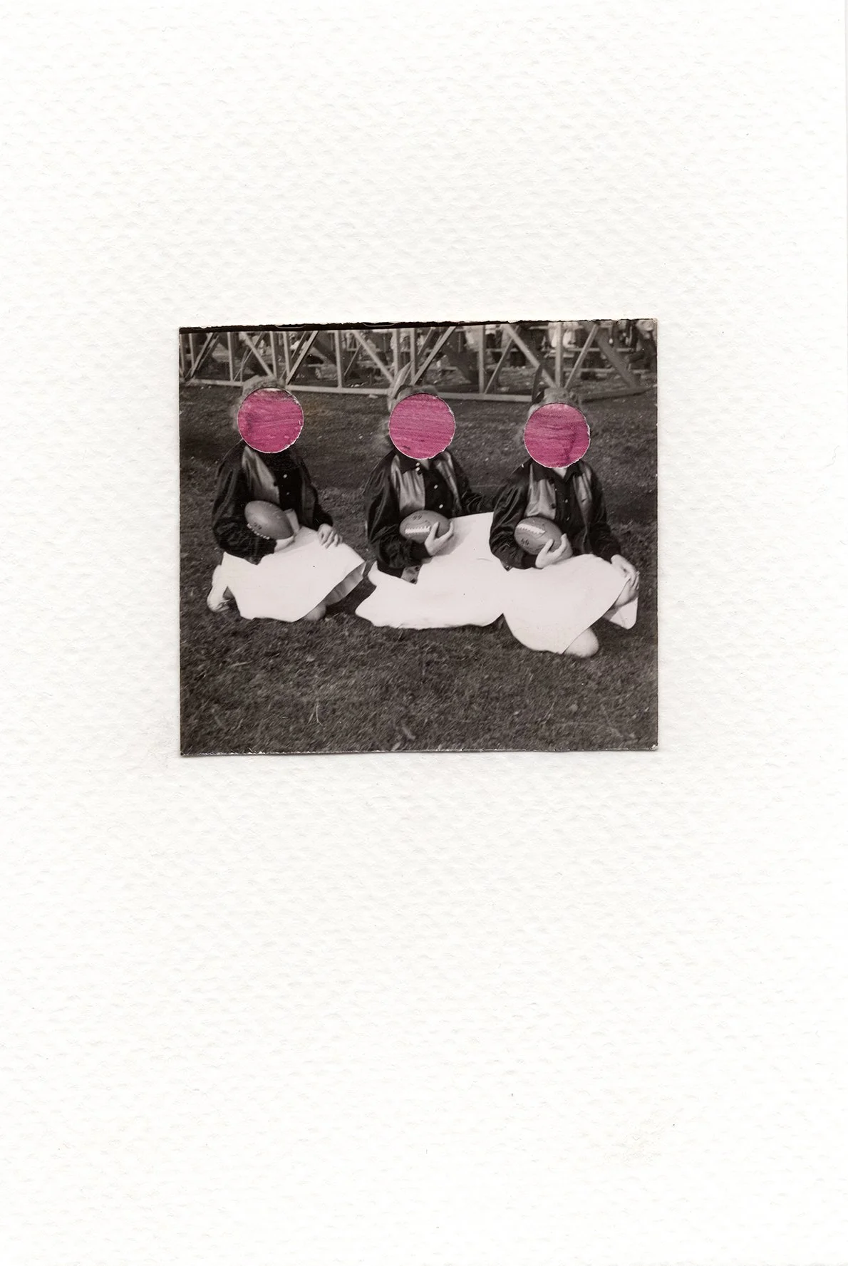 Recollection II 12, 2026, Vintage photograph and auction catalog on watercolor paper, 6 x 4 inches
