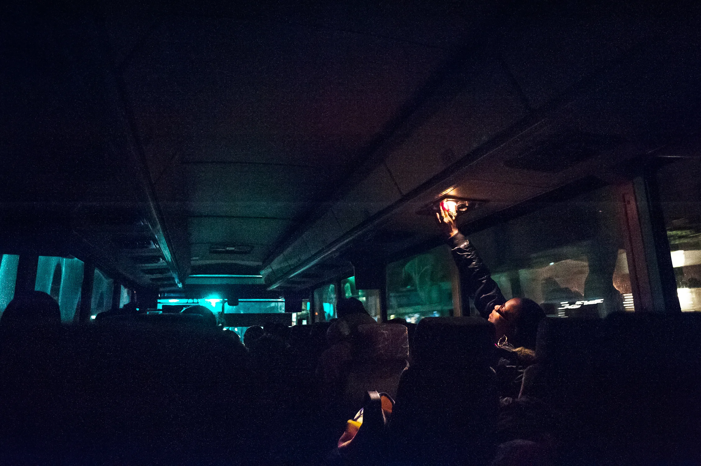 The entire bus ride lasts about 24 hours from New York City to the prisons and back, with each leg lasting about 8 hours. The first prison stops take place early in the morning and there is little time for rest for the travelers. March 29, 2014.