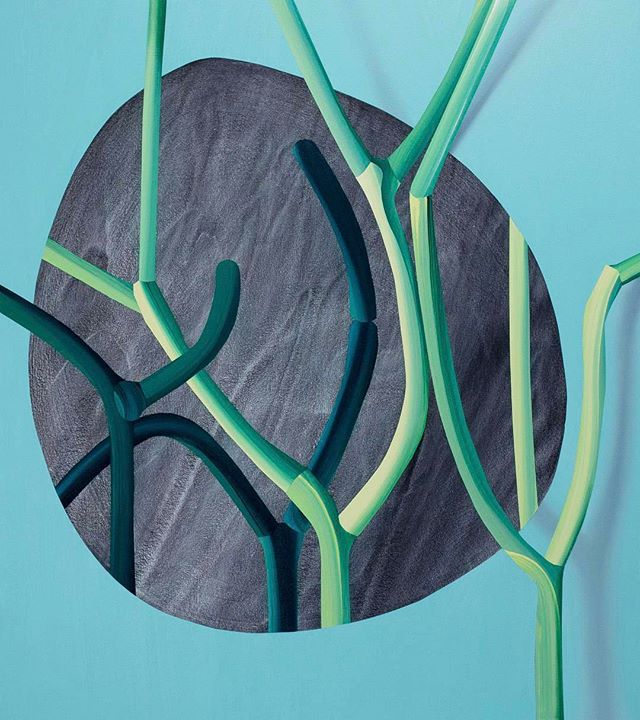 New work by Anna Membrino. The small paintings don’t come out of the studio very often. ✨🌱🖤 ✨ “Pierce”, 2018, Acrylic on canvas, 44 x 39 inches. @anna_membrino #pierce #newwork #painting