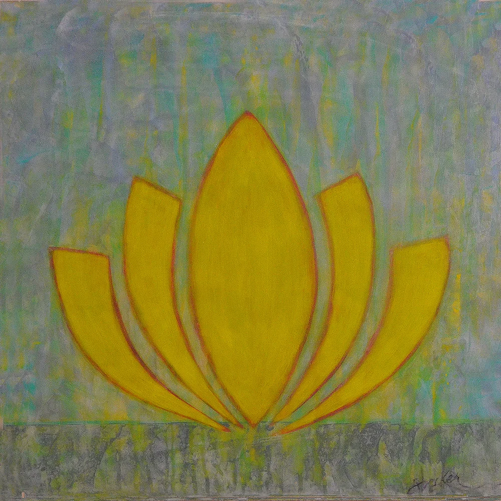 zen lotus  20x20  acrylic on wood