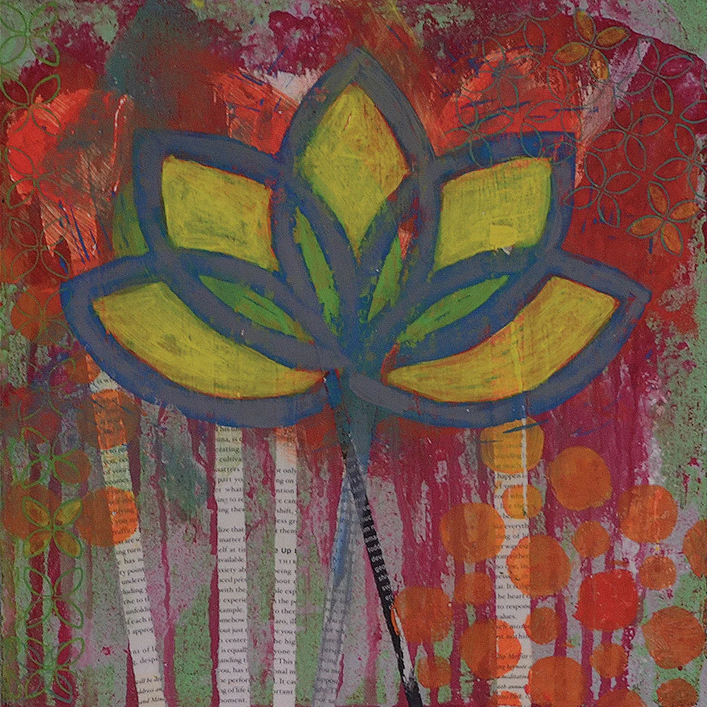 lotus garden  12x12  acrylic on canvas