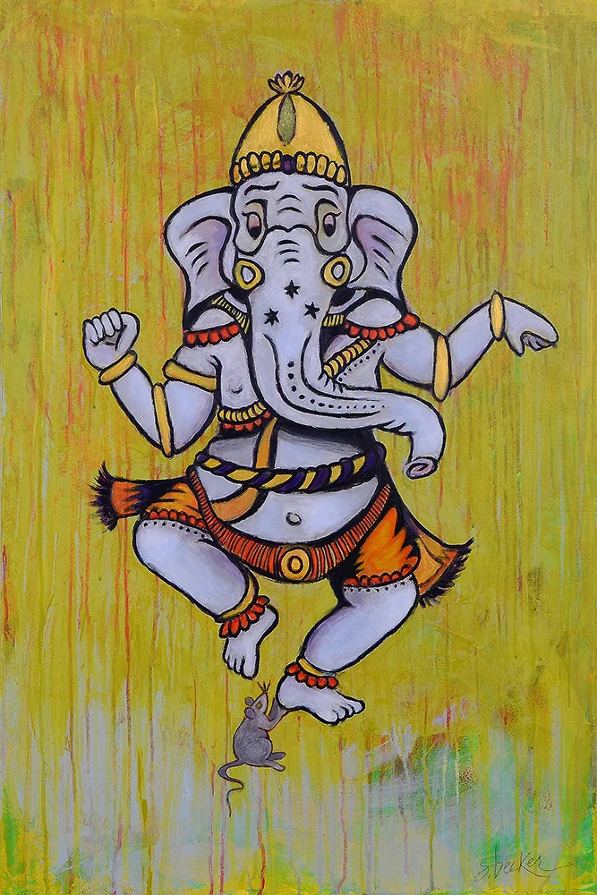 ganesh dancing 36x24 acrylic on canvas