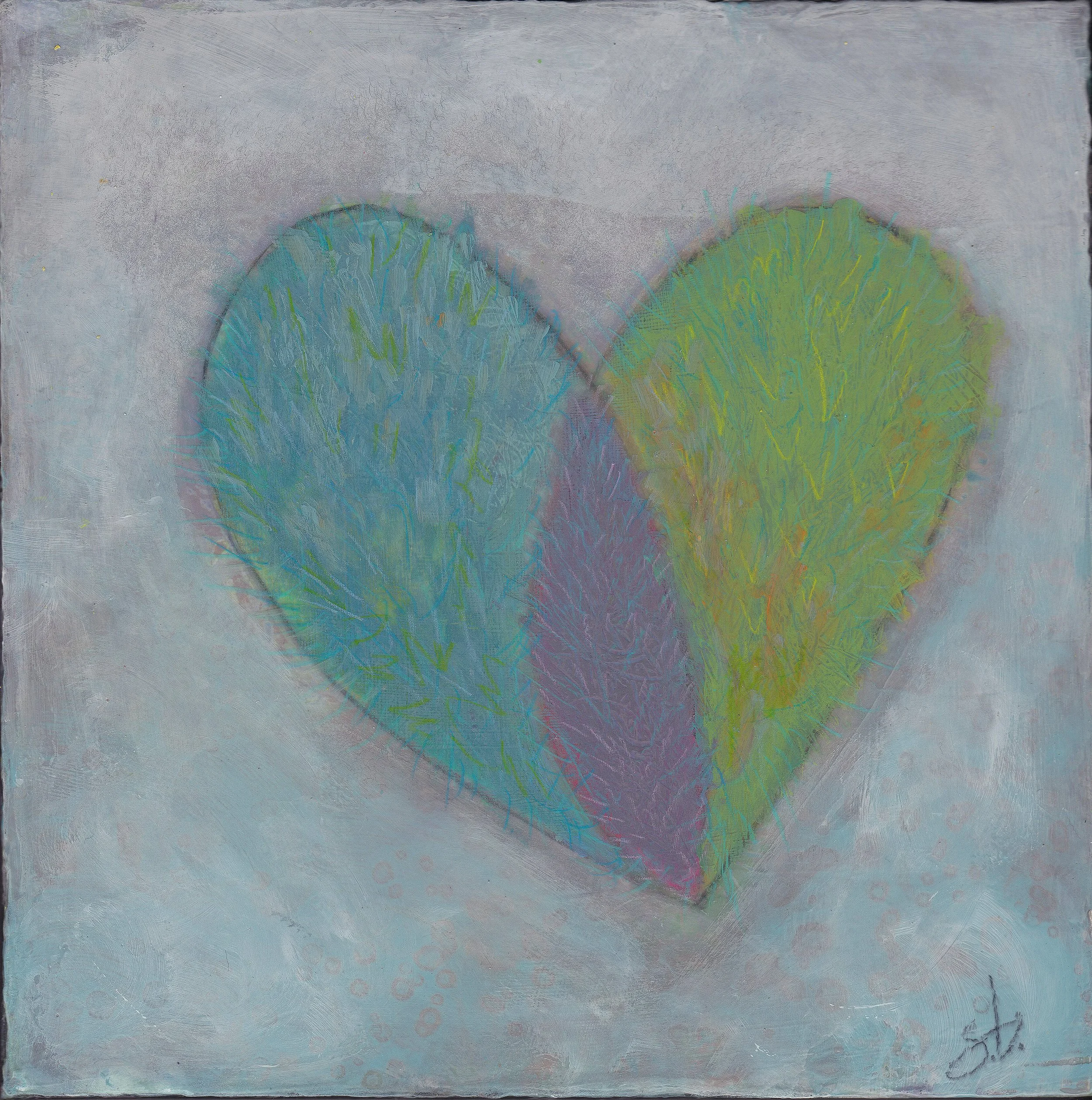 2022 PAINTING_heart_prickly heart_8x8_green blue purple.jpg
