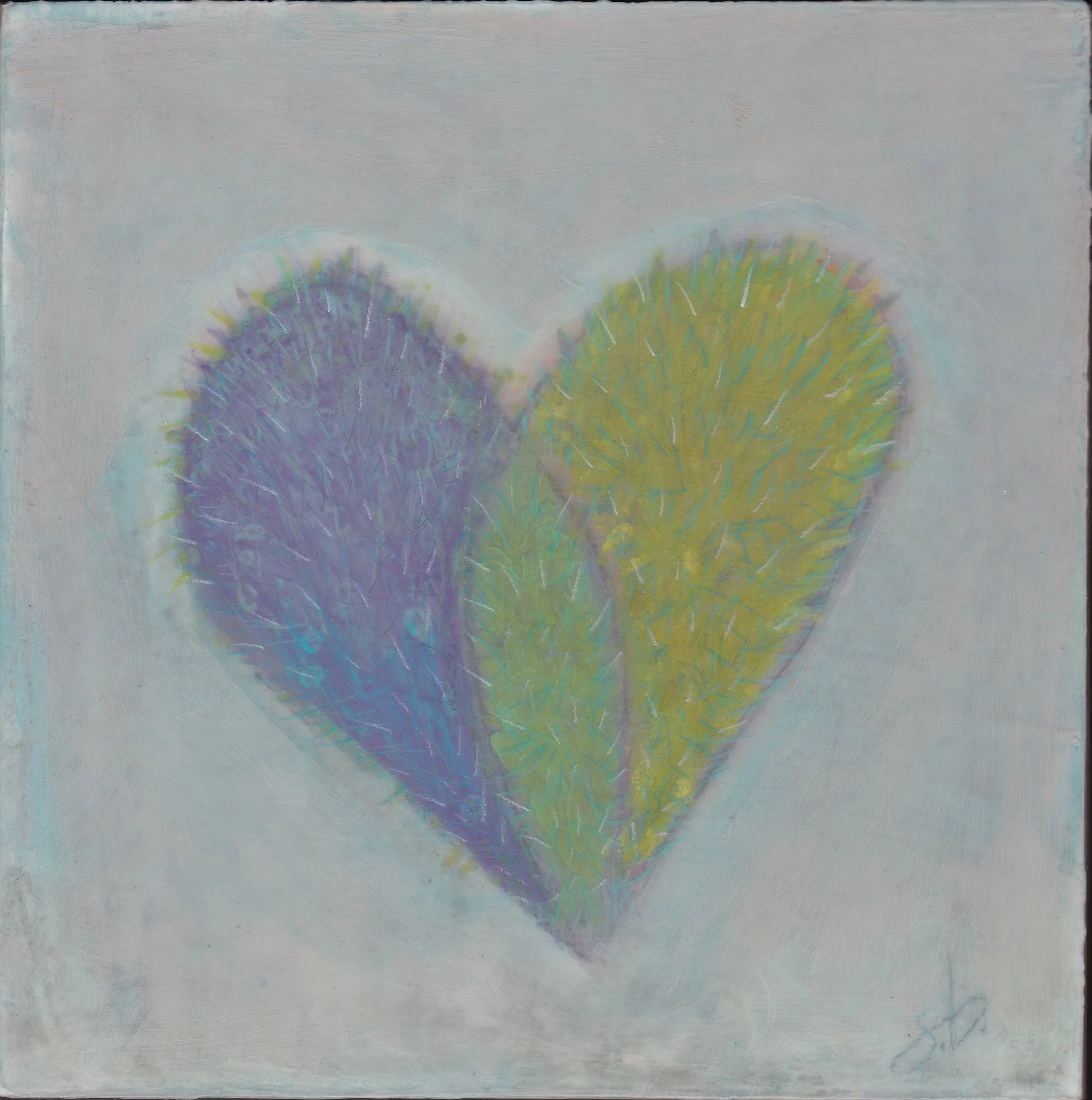 2022 PAINTING_heart_prickly heart_8x8_purple yellow green.jpg