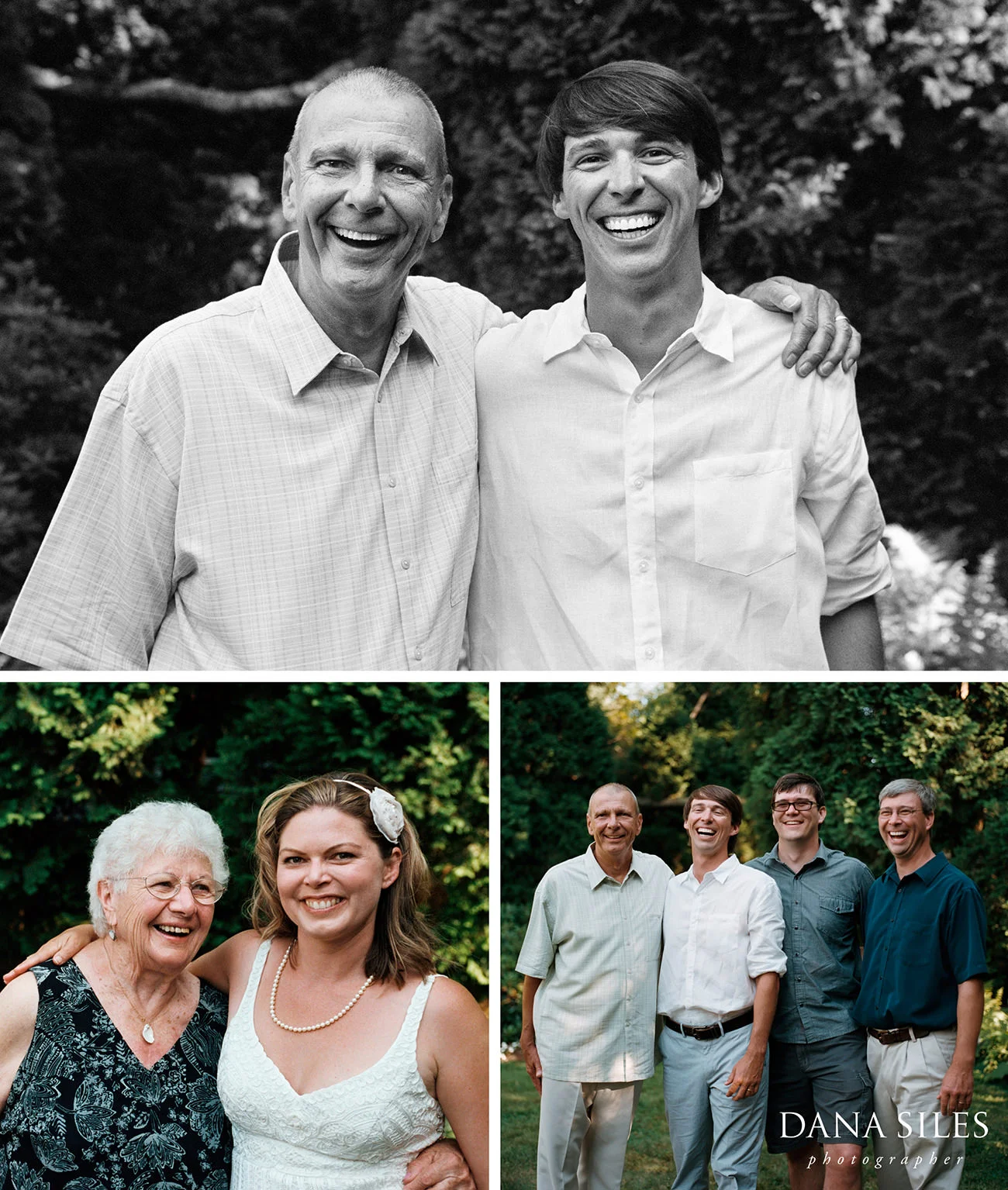 I was happy we chose to take photos following our ceremony. It was perfect timing for our very small backyard ceremony. Given our informal and small wedding, there was not a great deal of fanfare surrounding preparation for the ceremony. Delaying the photos until after the ceremony gave us time to concentrate on the event itself and then offered some space and time for reflection and connection after the ceremony. Also, we reserved photos of just Sean and I for the end of the family pictures. This gave us time to celebrate with our family immediately after the ceremony, and then to transition to a more celebratory mood when we left for dinner at the Matunuck Oyster Bar. Late afternoon light is also my favorite, and the photos captured some of the soft quality of that light on a hot summer day. - Kristin & Sean, Wakefield, RI
