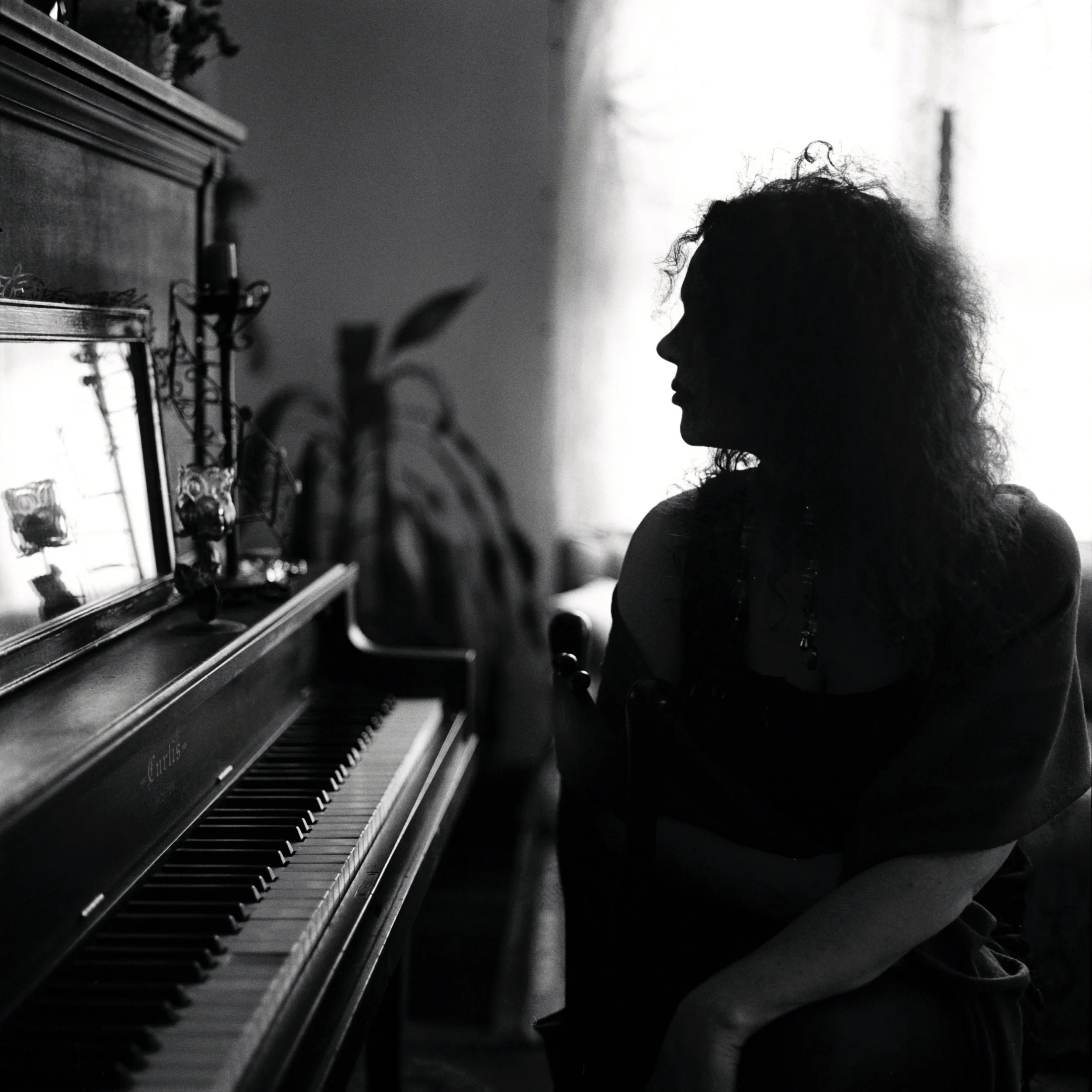 Classic black and white portrait of Geri Verdi photographed on 120 film.