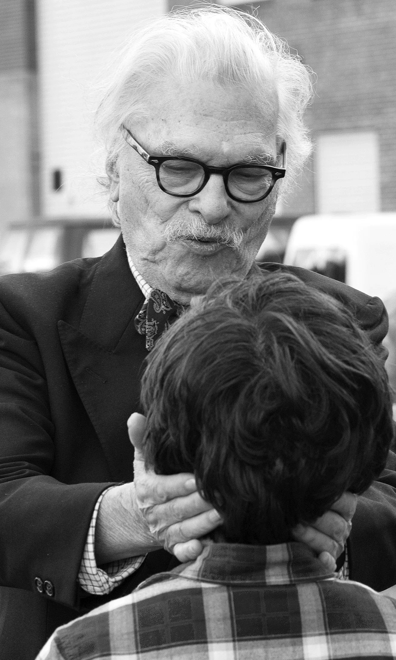 Morris Nathanson and his grandson at Pawtucket, RI event celebrating Exchange Street bridge.