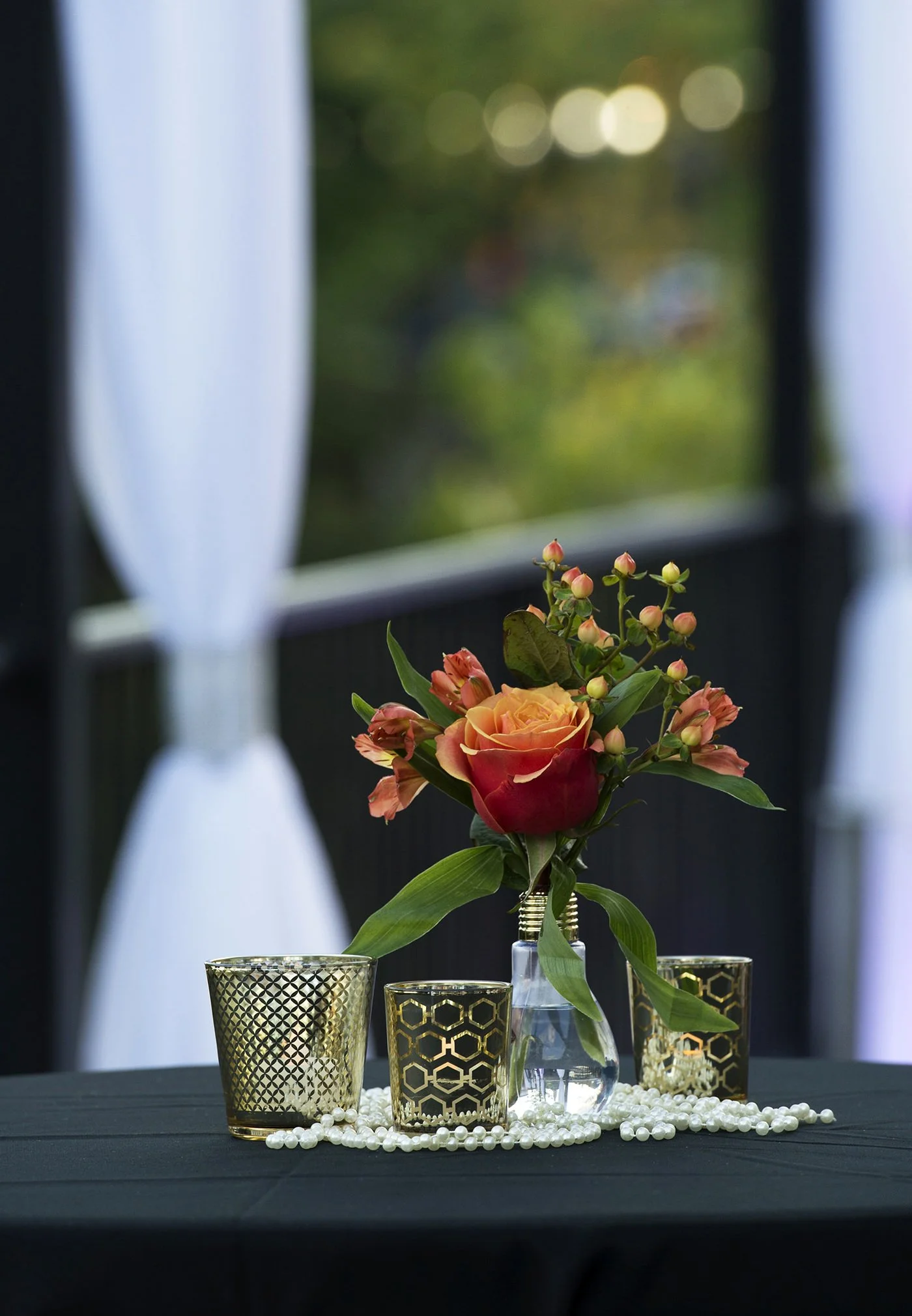 Florals on table during Blackstone Valley Tourism Council event in Pawtucket, RI