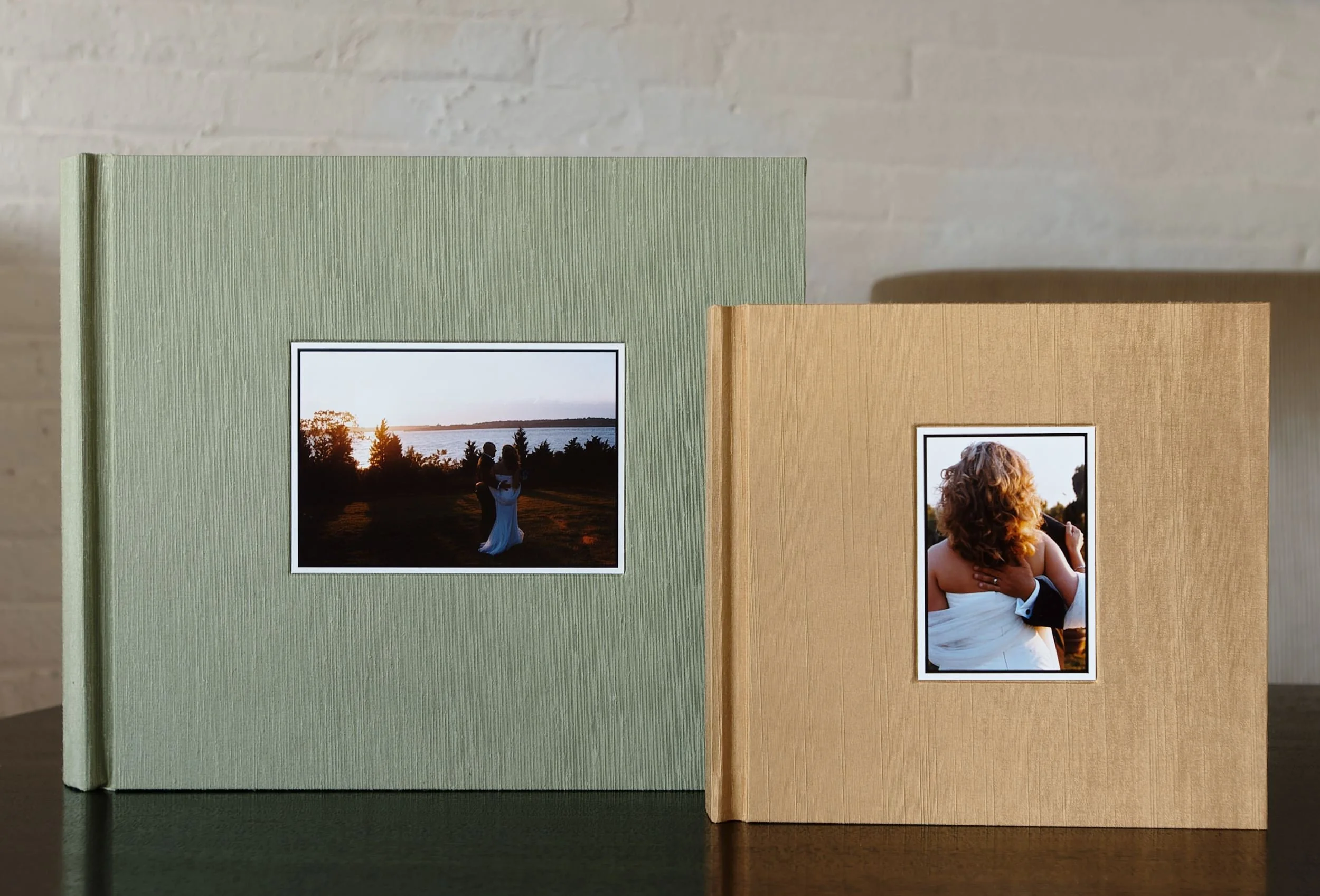 Album and parent album set with yellow and green silk book cloths
