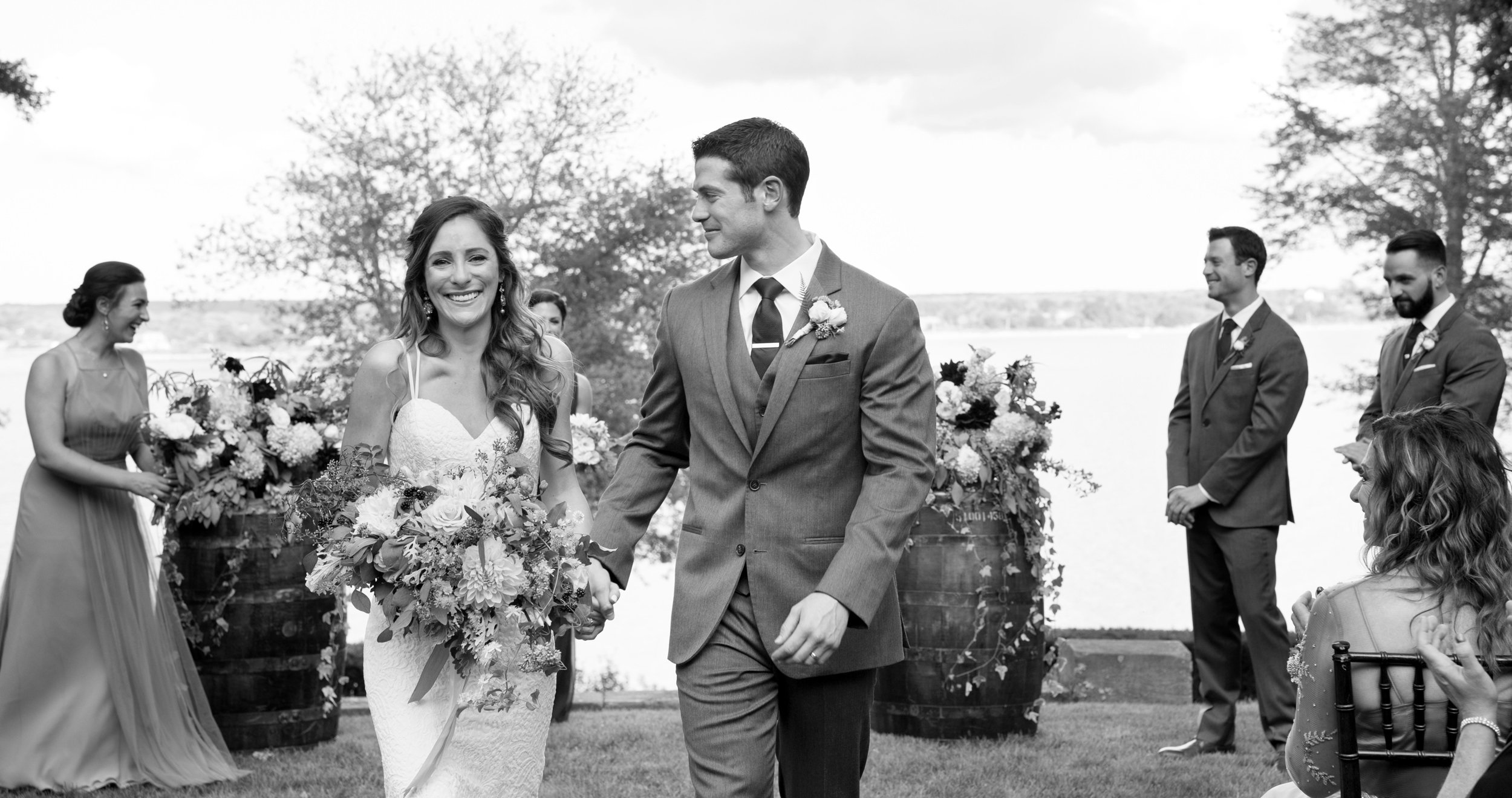 Bride and groom recessional after Glen Manor House wedding ceremony