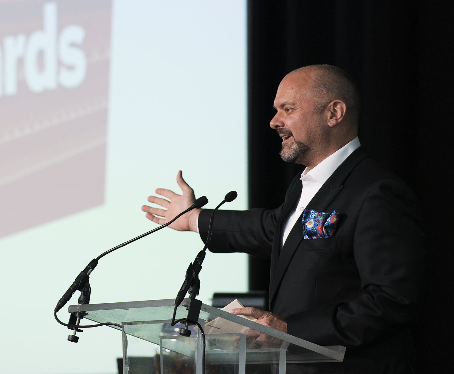 Curt Columbus of Trinity Repertory Company hosting the Pell Awards Gala celebrating Rhode Island arts and culture