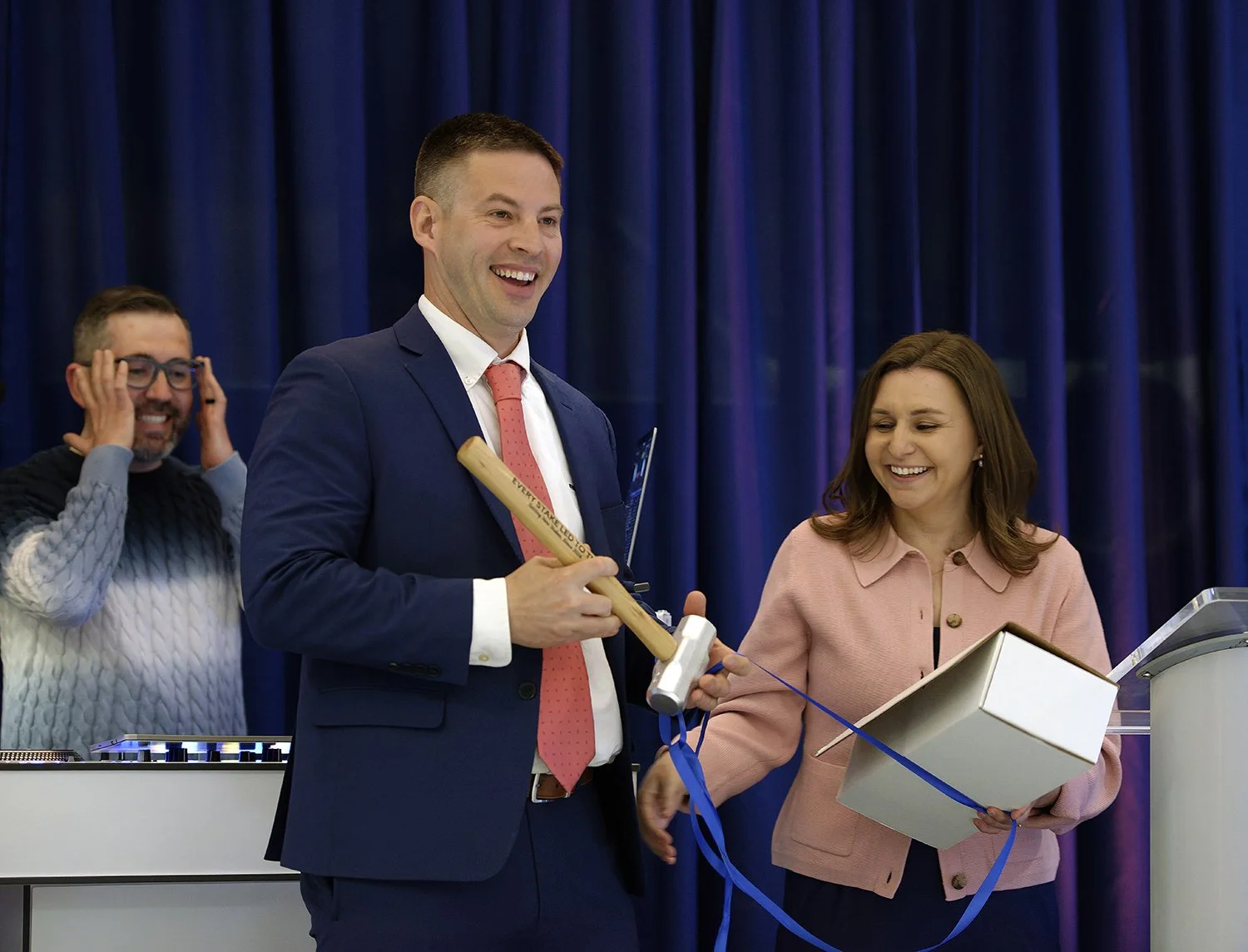 Ben Philbrook receives gift from wife at Chase Canopy event