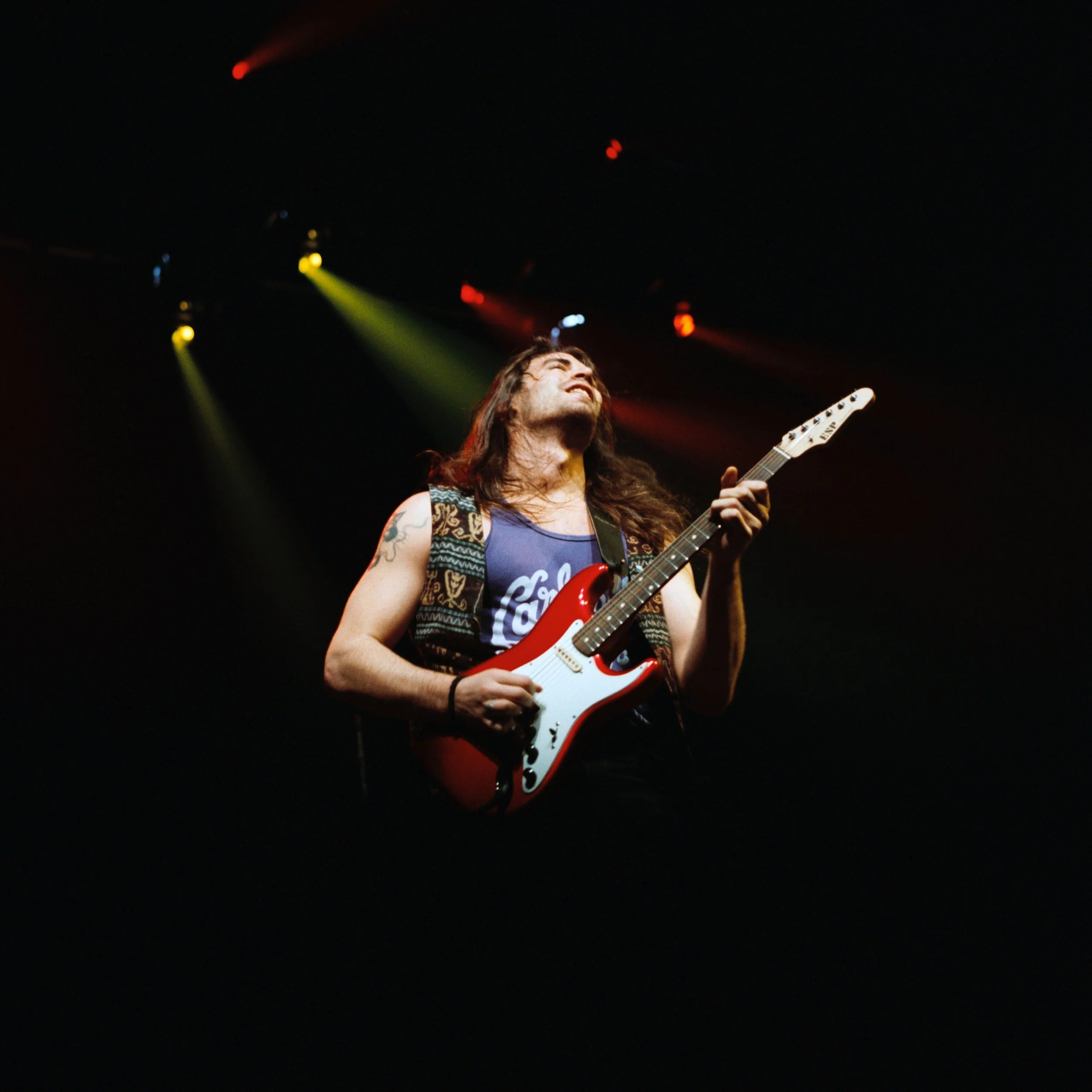 Chan Kinchla performs with Blues Traveler in a medium format color photograph.