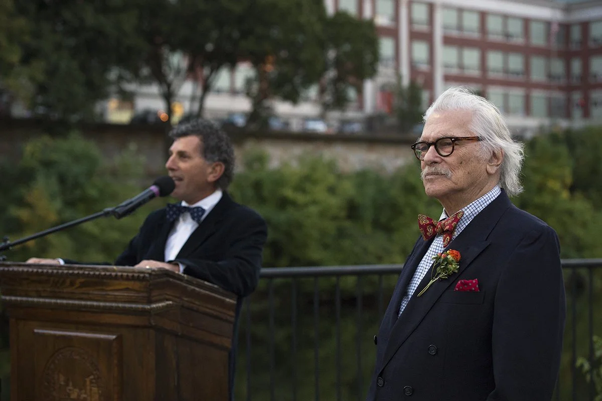 Robert Billington and Morris Nathanson during Exchange Street bridge event