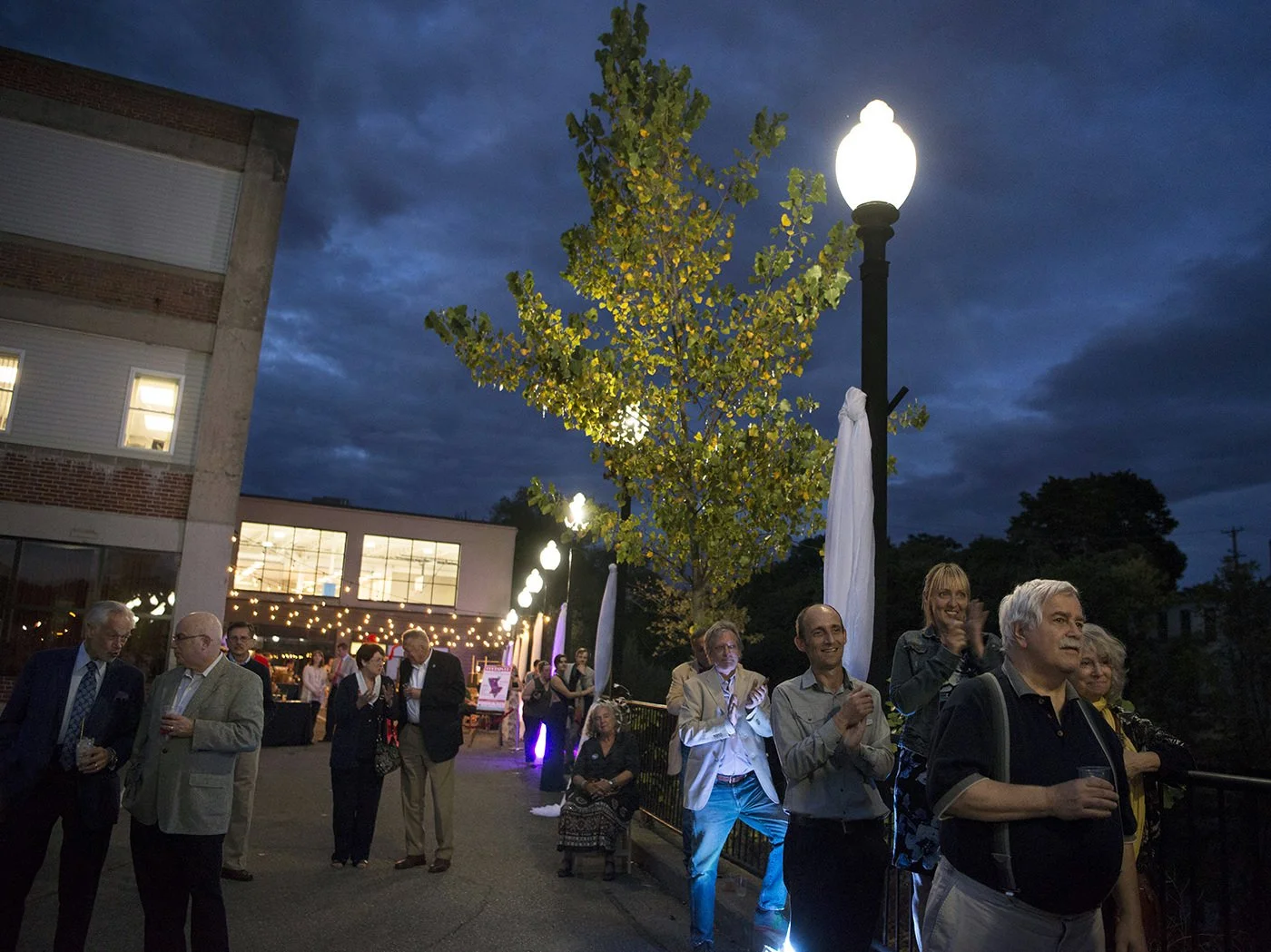 Dedication & lighting of the Exchange Street bridge named for Morris Nathanson during his 90th Birthday