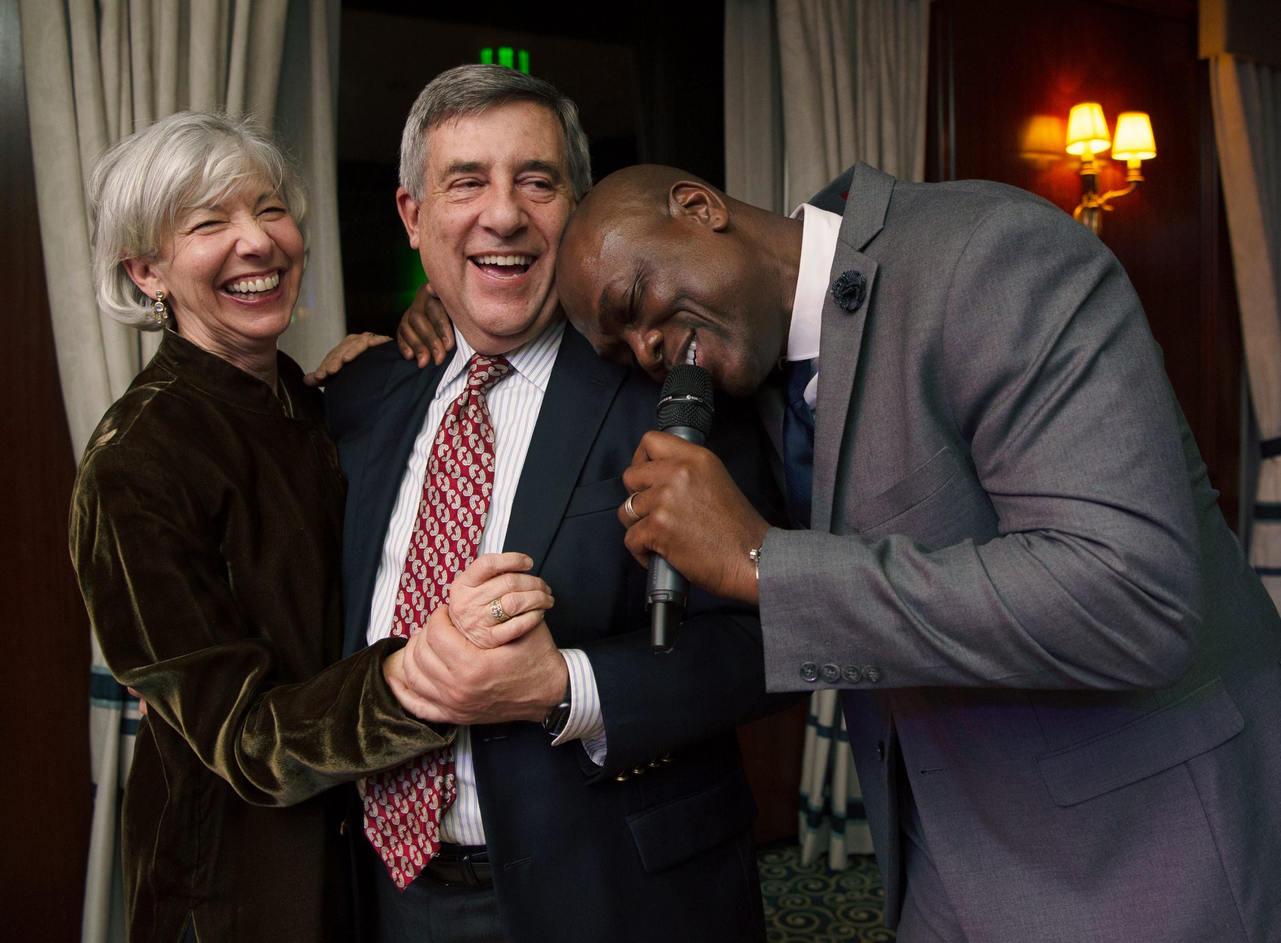 Guests dance together on the dance floor.