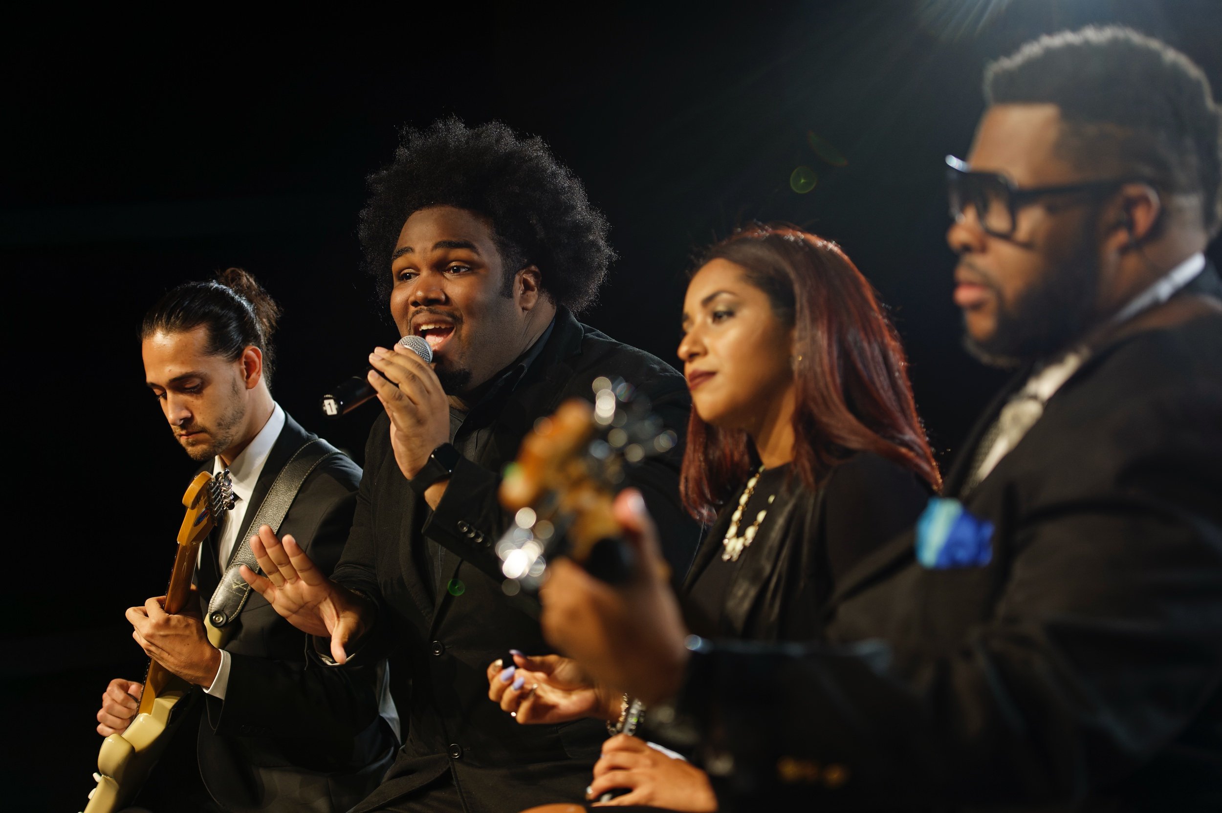 Musicians in line during UMANI music video production at SIR Music Studio in New York City for Hank Agency Group.