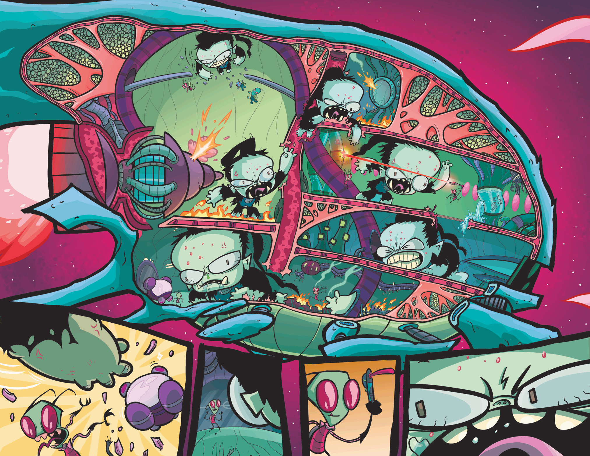Invader ZIM #13 PG 14-15 (2016) (colors by Fred C. Stresing)
