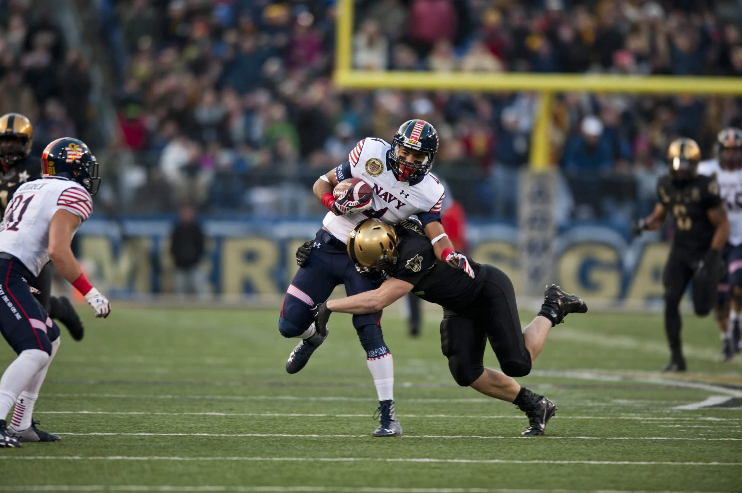 Sports photograph action shot of The US Army Navy game in Annapolis Maryland