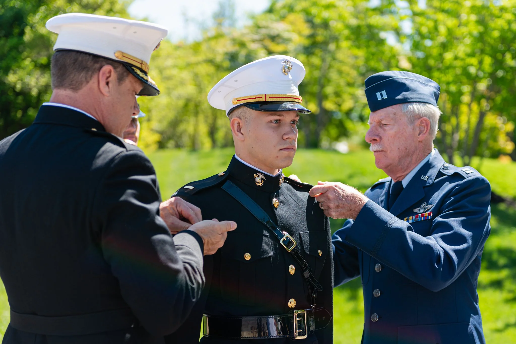 US Marine Corps Second Lieutenant is commissioned outside the National Museum of the Marine Corps in Quantico, Virginia.