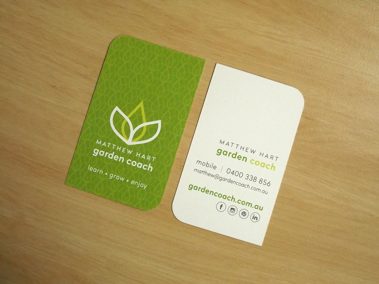 MATTHEW HART GARDEN COACH - Diecut Business Card Design Geelong