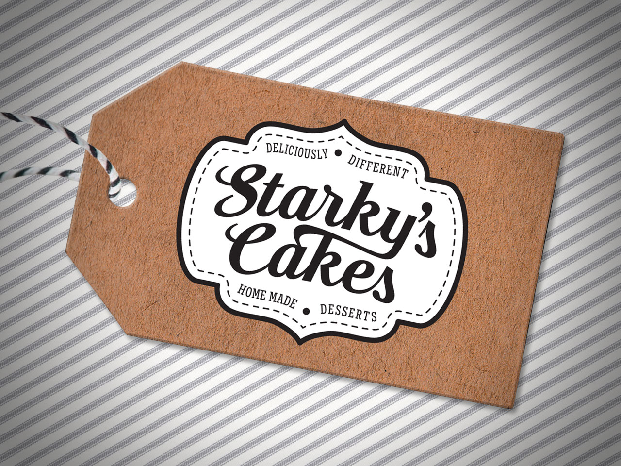 STARKY'S CAKES - Identity Design and Recycled Swing Tag. Morrison Design, Graphic Design and Branding Agency Geelong, Melbourne, VIC.