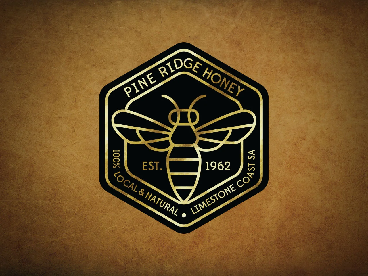 PINE RIDGE HONEY, Mt Gambier SA: Logo Design. Brandmark creation, labels and packaging. Design by Morrison Design, Geelong, Melbourne, Vic.